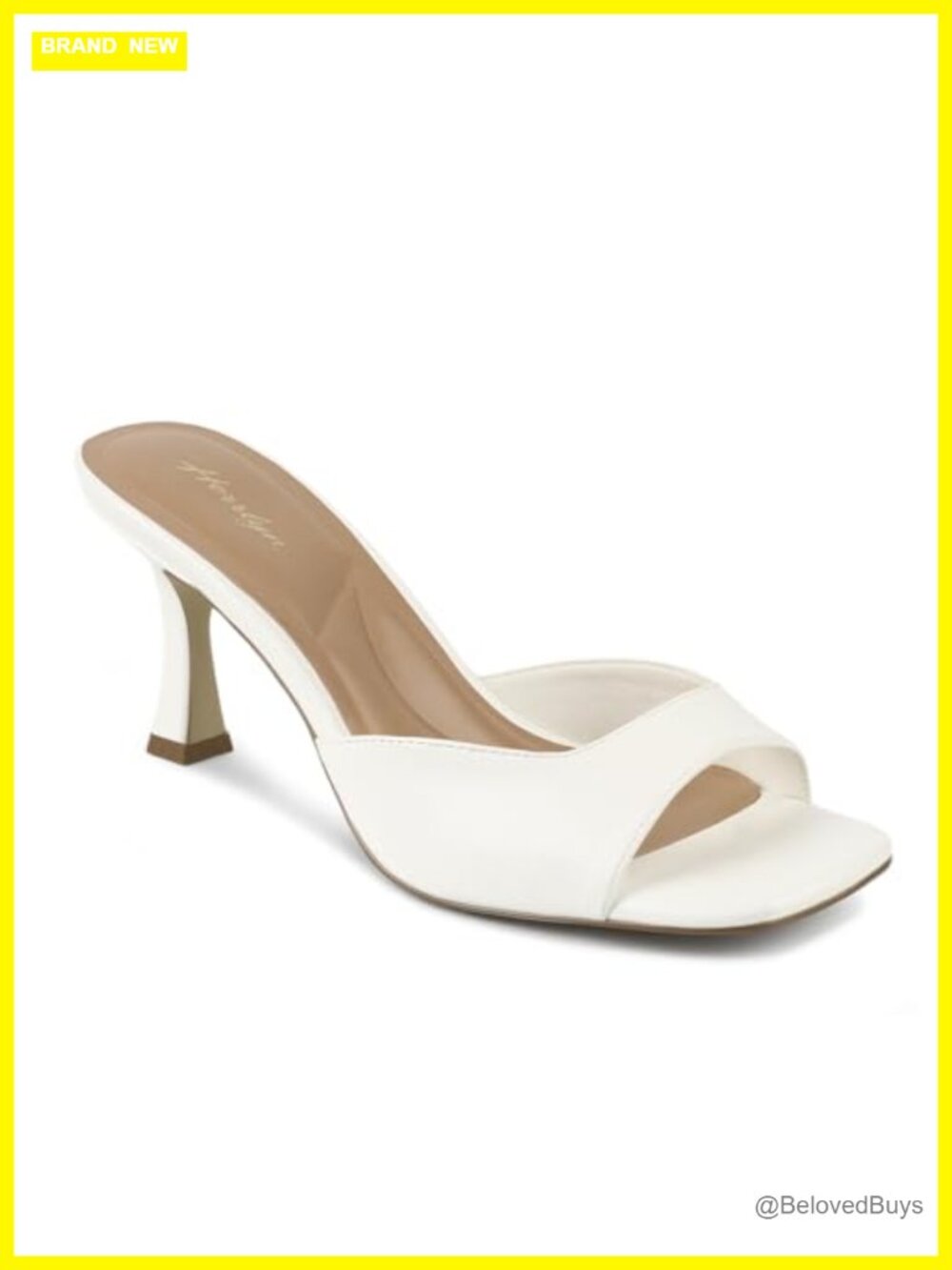 Kitten Heel Sandals Square Toe Slip On Mules